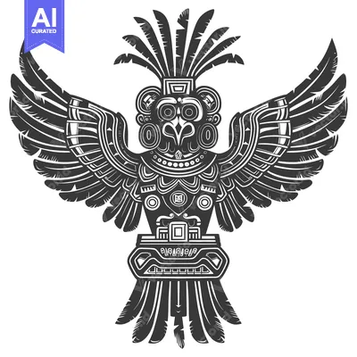 Aset premium populer: Stylized Black and White Bird with Spread Wings