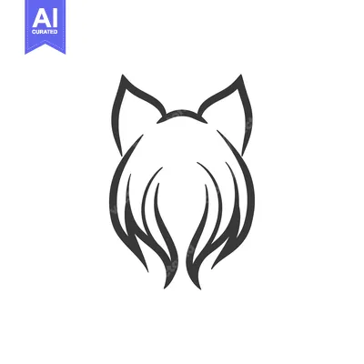 Aset premium populer: Stylized Black and White Cat Outline Illustration
