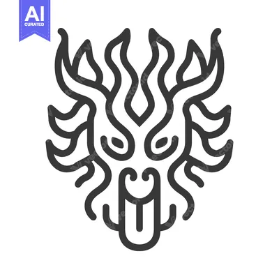 Stylized Black and White Dragon Head Icon