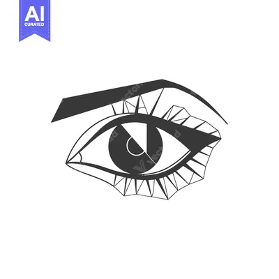 Stylized Black and White Drawing of a Human Eye