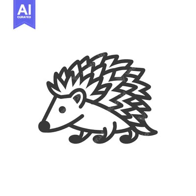 Aset desain premium: A Black and White Line Drawing of a Hedgehog