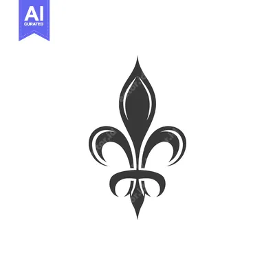 Aset desain premium: Stylized Black and White Fleur-de-lis Icon