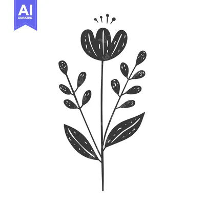 Stylized Black and White Floral Illustration