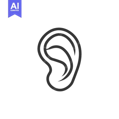 Aset desain premium: A Black and White Line Drawing of a Human Ear