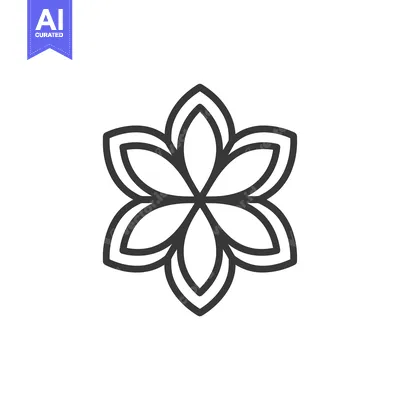 Stylized Black and White Flower with Six Petals