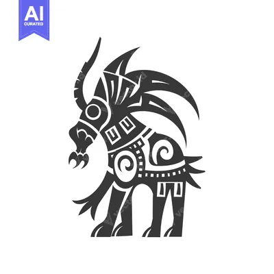 Aset desain premium: Stylized Black and White Geometric Animal Illustration
