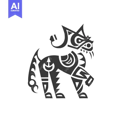 Aset desain premium: Stylized Black and White Geometric Cat Design
