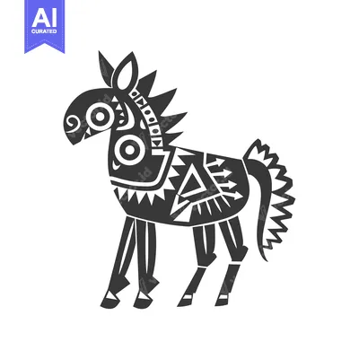 Aset premium populer: Stylized Black and White Geometric Horse Illustration