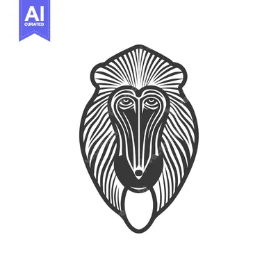 Aset premium populer: Stylized Black and White Illustration of a Baboon's Face