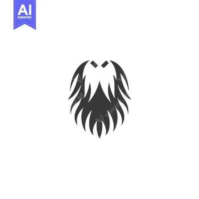 Stylized Black and White Illustration of a Beard