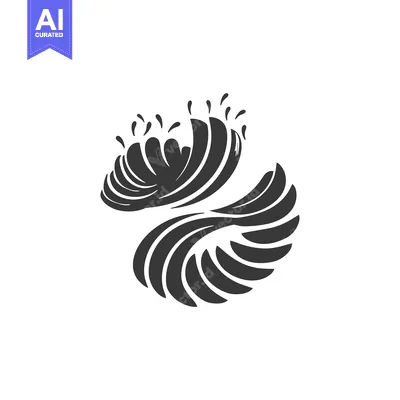 Stylized black and white illustration of a crashing wave