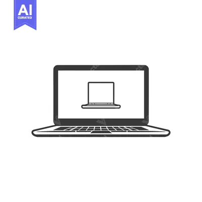 A Black and White Line Drawing of a Laptop