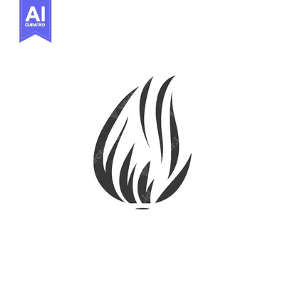 Aset desain premium: Stylized Black and White Illustration of a Flame