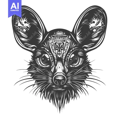 Aset premium populer: Stylized Black and White Illustration of a Lemur's Face