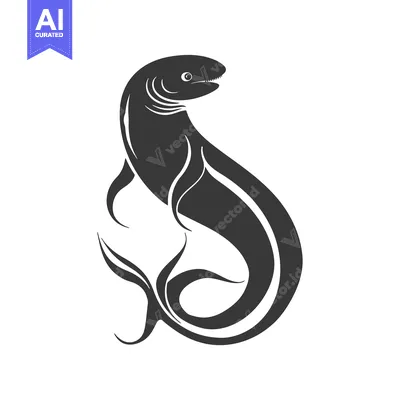 Popular premium asset: Stylized Black and White Illustration of a Moray Eel