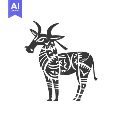 Stylized Black and White Illustration of an Antelope