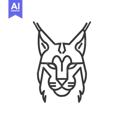 Aset premium populer: A Black and White Line Drawing of a Lynx's Face