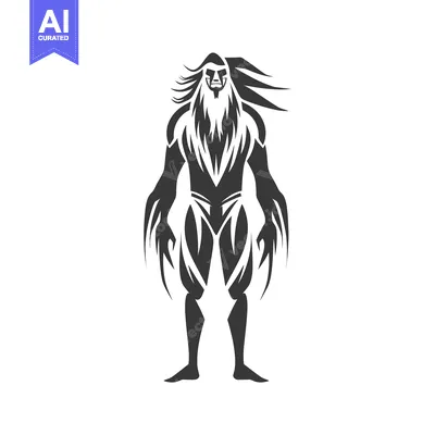 Stylized Black and White Illustration of a Powerful,  Ferocious Monste