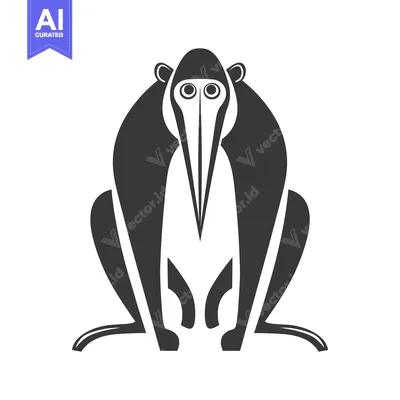 Popular premium asset: Stylized Black and White Illustration of a Proboscis Monkey