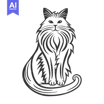Aset premium populer: Stylized Black and White Illustration of a Sitting Cat
