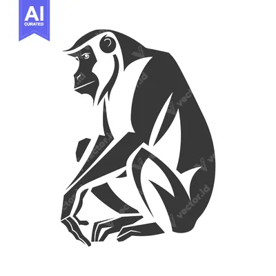 Popular premium asset: Stylized Black and White Illustration of a Sitting Monkey