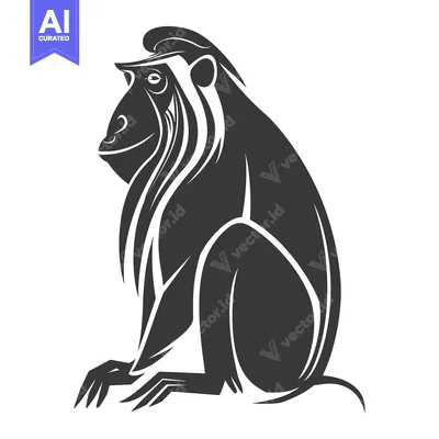 Popular premium asset: Stylized Black and White Illustration of a Sitting Monkey