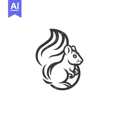 Stylized Black and White Illustration of a Squirrel
