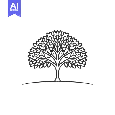 Popular premium asset: Stylized Black and White Illustration of a Tree