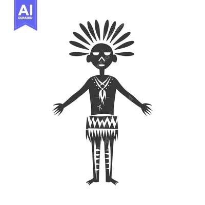Stylized Black and White Illustration of a Tribal Person