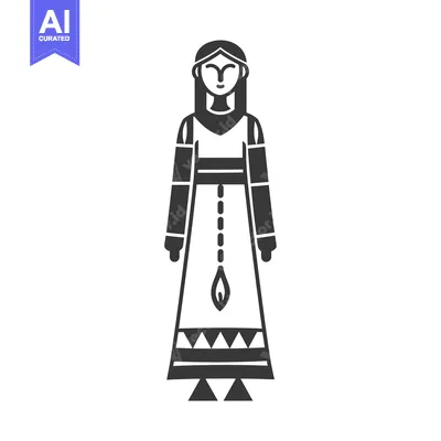 Popular premium asset: Stylized Black and White Illustration of a Woman in a Long Dress