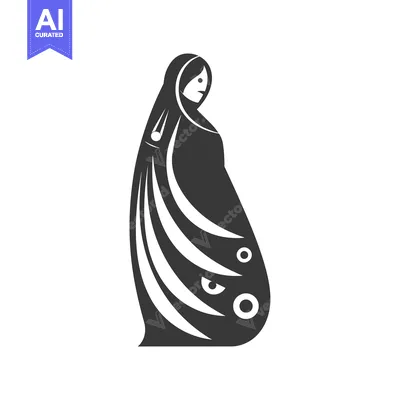 Stylized Black and White Illustration of a Woman in a Long Robe with A