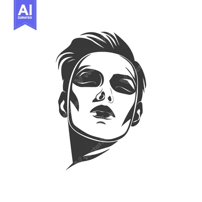 Premium design asset: Stylized Black and White Illustration of a Woman's Face