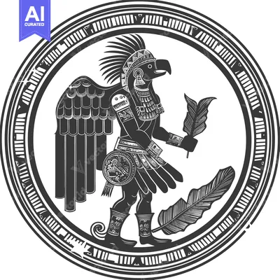 Stylized Black and White Image of a Bird-like Creature with a Feather