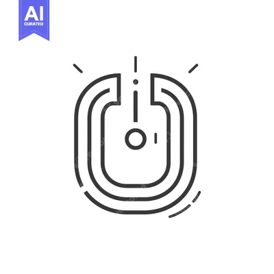 Aset premium populer: Stylized black and white image of a letter "U" with a dot and vertical