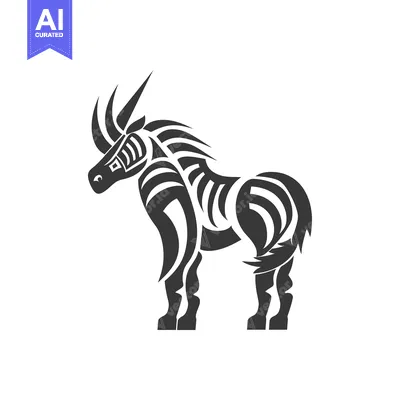 Popular premium asset: Stylized Black and White Image of a Wild Ox