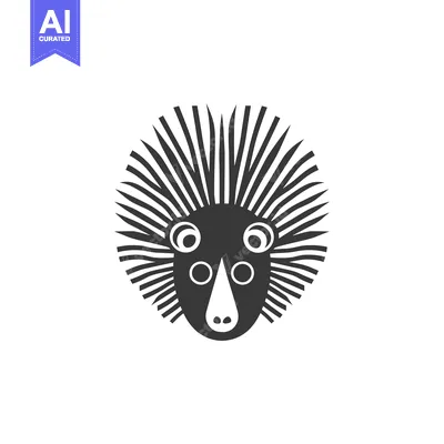 Aset desain premium: Stylized Black and White Monkey Face with Spiky Hair