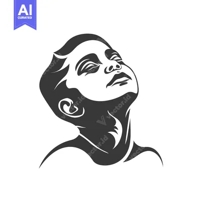 Aset premium populer: Stylized Black and White Portrait of a Person Looking Up