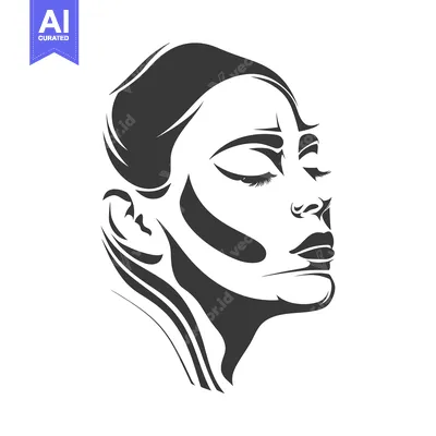 Popular premium asset: Stylized Black and White Portrait of a Woman with Closed Eyes