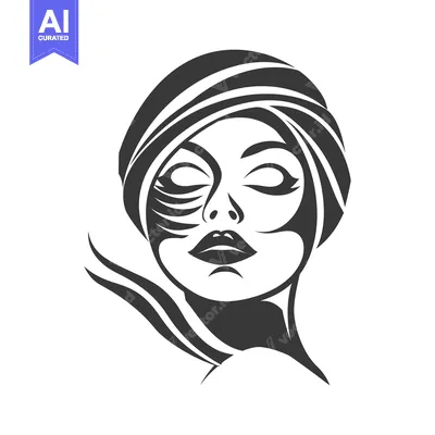 Stylized Black and White Portrait of a Woman with Closed Eyes