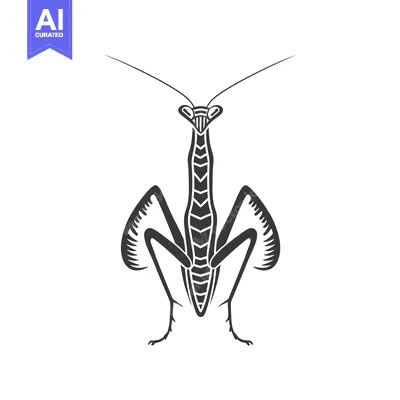 Stylized Black and White Praying Mantis Illustration