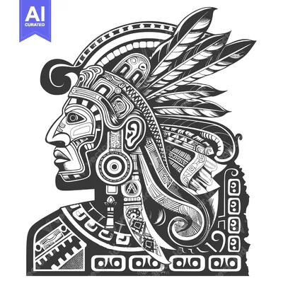 Popular premium asset: Stylized Black and White Profile of an Aztec Warrior with Feathers