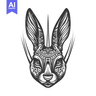 Popular premium asset: Stylized Black and White Rabbit Head with Geometric Design