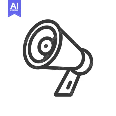 Premium design asset: A Black and White Line Drawing of a Megaphone