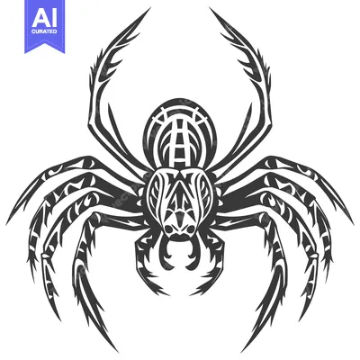 Stylized Black and White Spider Illustration