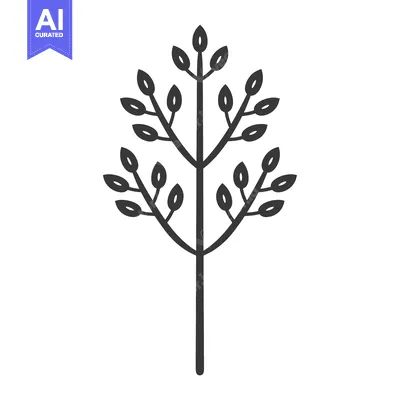 Aset desain premium: Stylized Black and White Tree with Simple Leaves