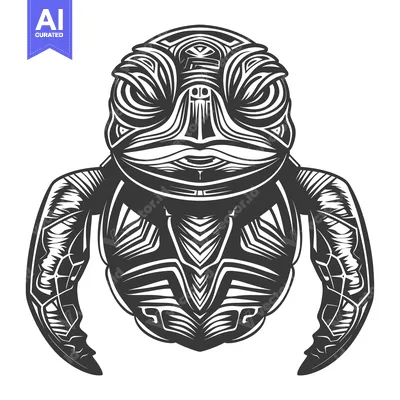 Stylized Black and White Turtle Illustration