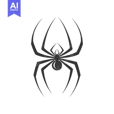 Aset desain premium: Stylized Black Spider Silhouette Illustration