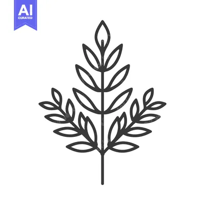 Premium design asset: Stylized Branch with Elongated Leaves