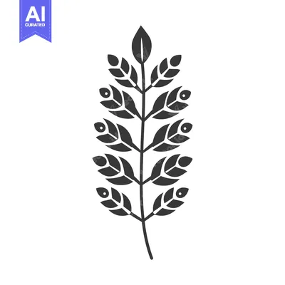 Aset desain premium: Stylized Branch with Multiple Leaves and Berries