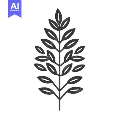 Aset desain premium: Stylized Branch with Numerous Leaves